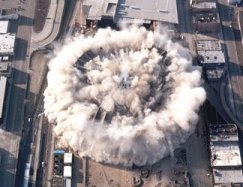 Building demolished with implosion