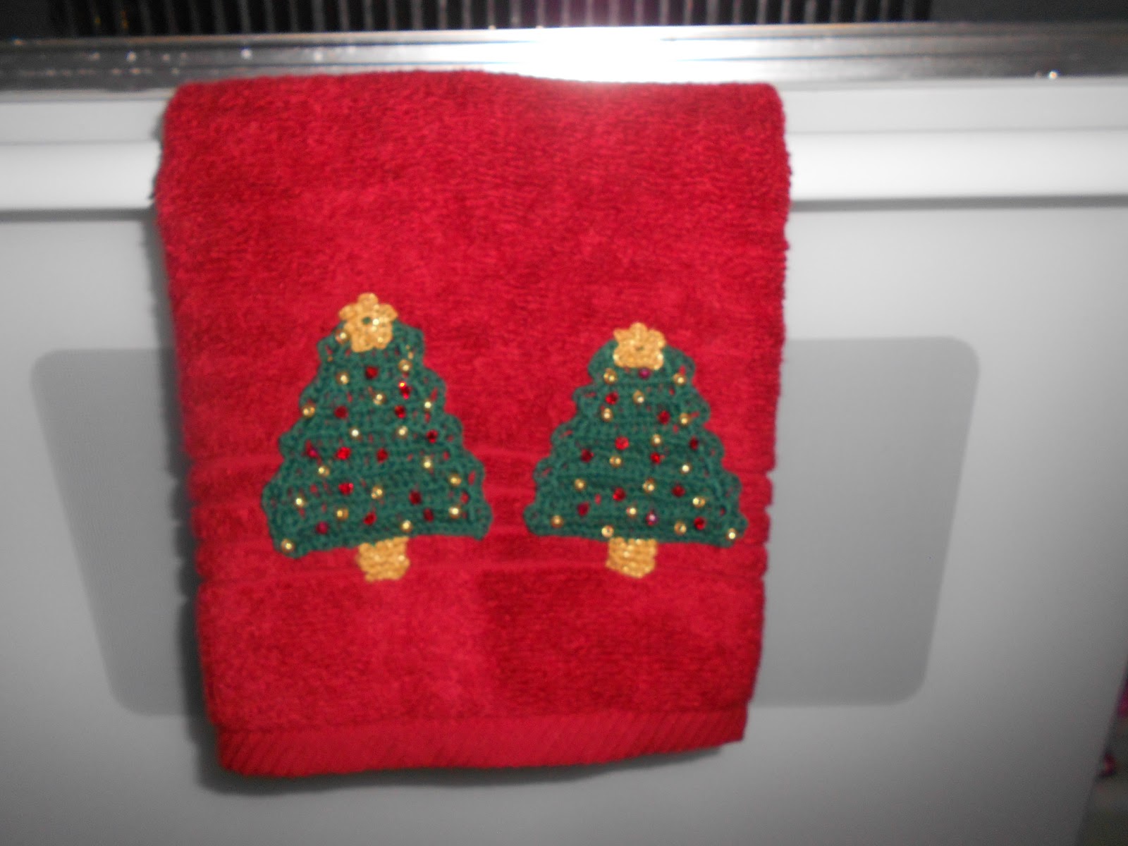 Jerry and Kay Embellished Red Christmas Towels