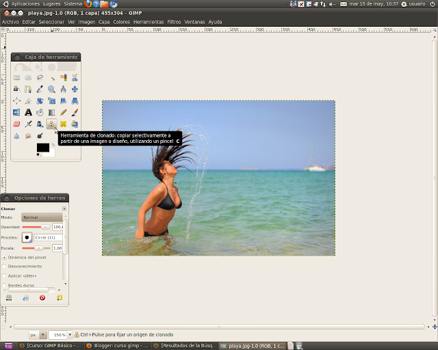 curso gimp: Clonar parte de una imagen