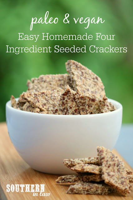 Easy Homemade Paleo Crackers Recipe - gluten free, vegan, grain free, low carb, dairy free, egg free, clean eating recipe, nut free, high fiber