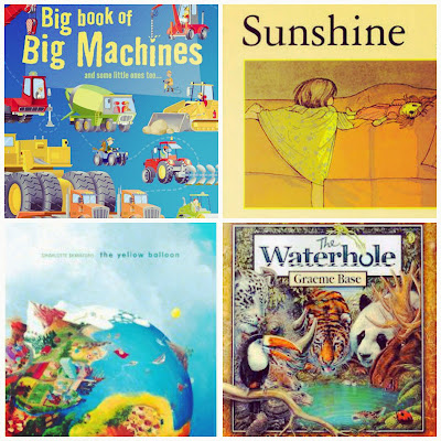 Collage of four book covers of Montessori-friendly toddler books