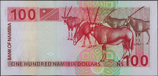 Namibia Money 100 Dollars banknote 1993 Antelope