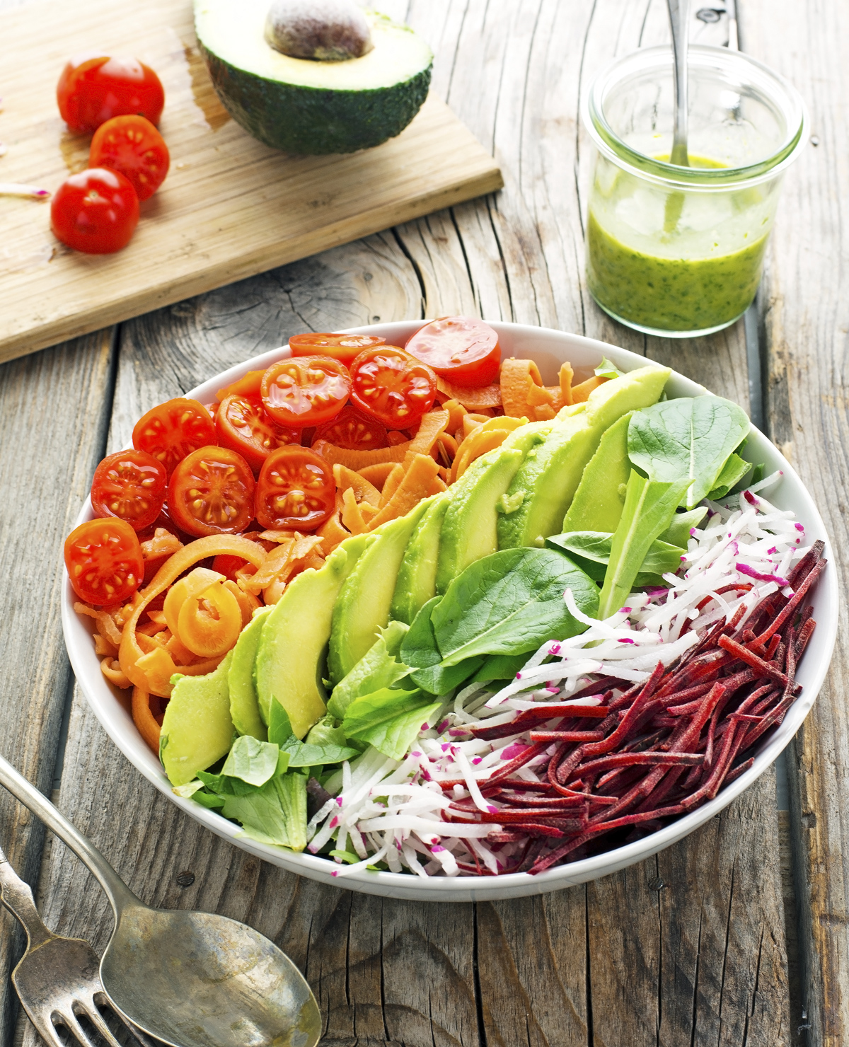 The Iron You Rainbow Salad with Parsley Lemon Vinaigrette