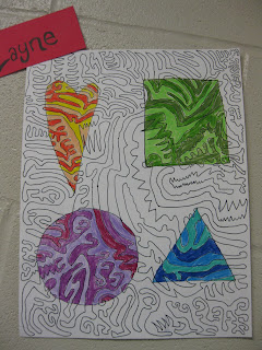 color value art lesson focusing on 2-D shapes and line art Terri's Teaching Treasures