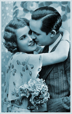 foto antigua de pareja vintage en azul