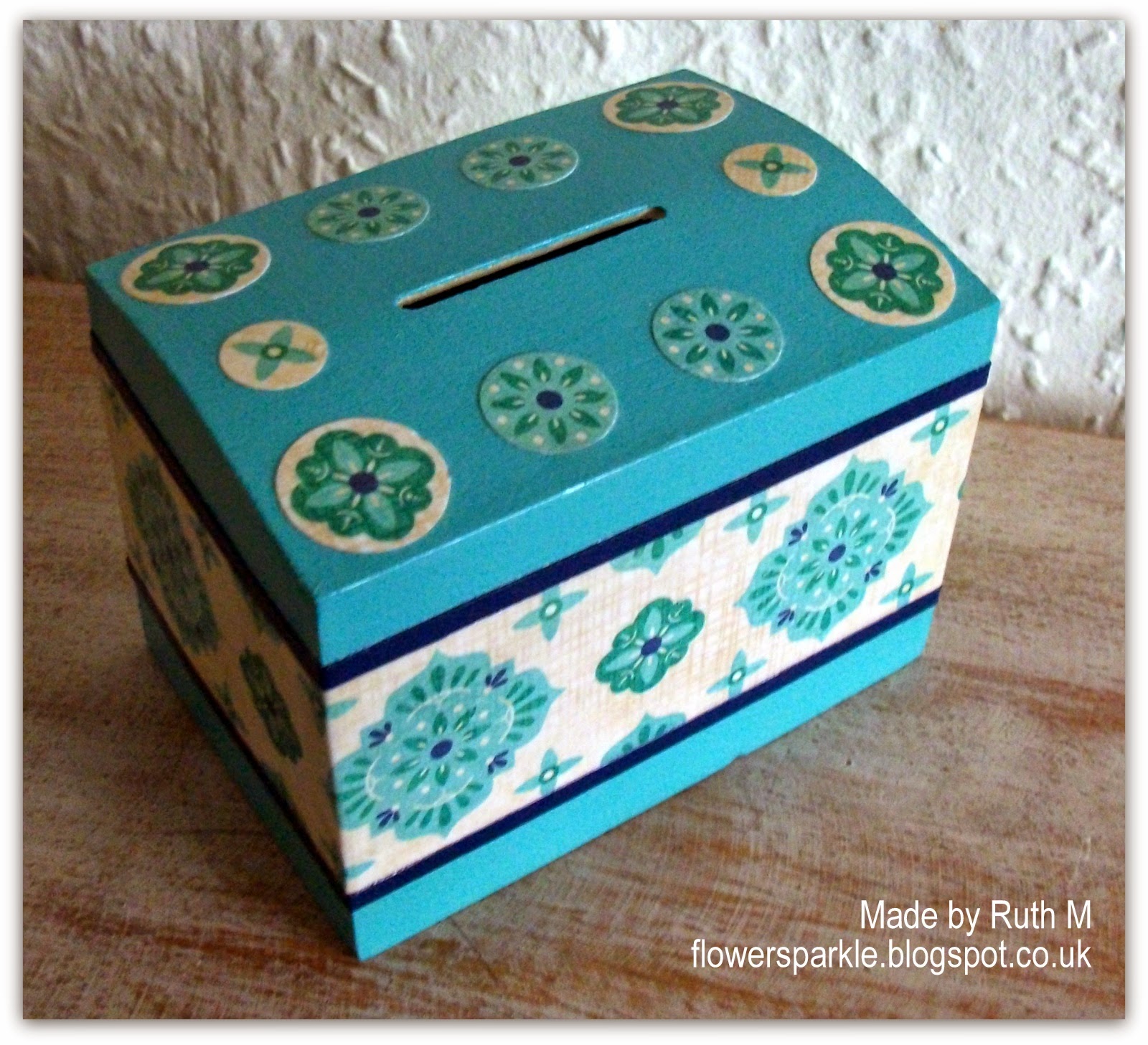 Flower Sparkle Decorated Wooden Money Box