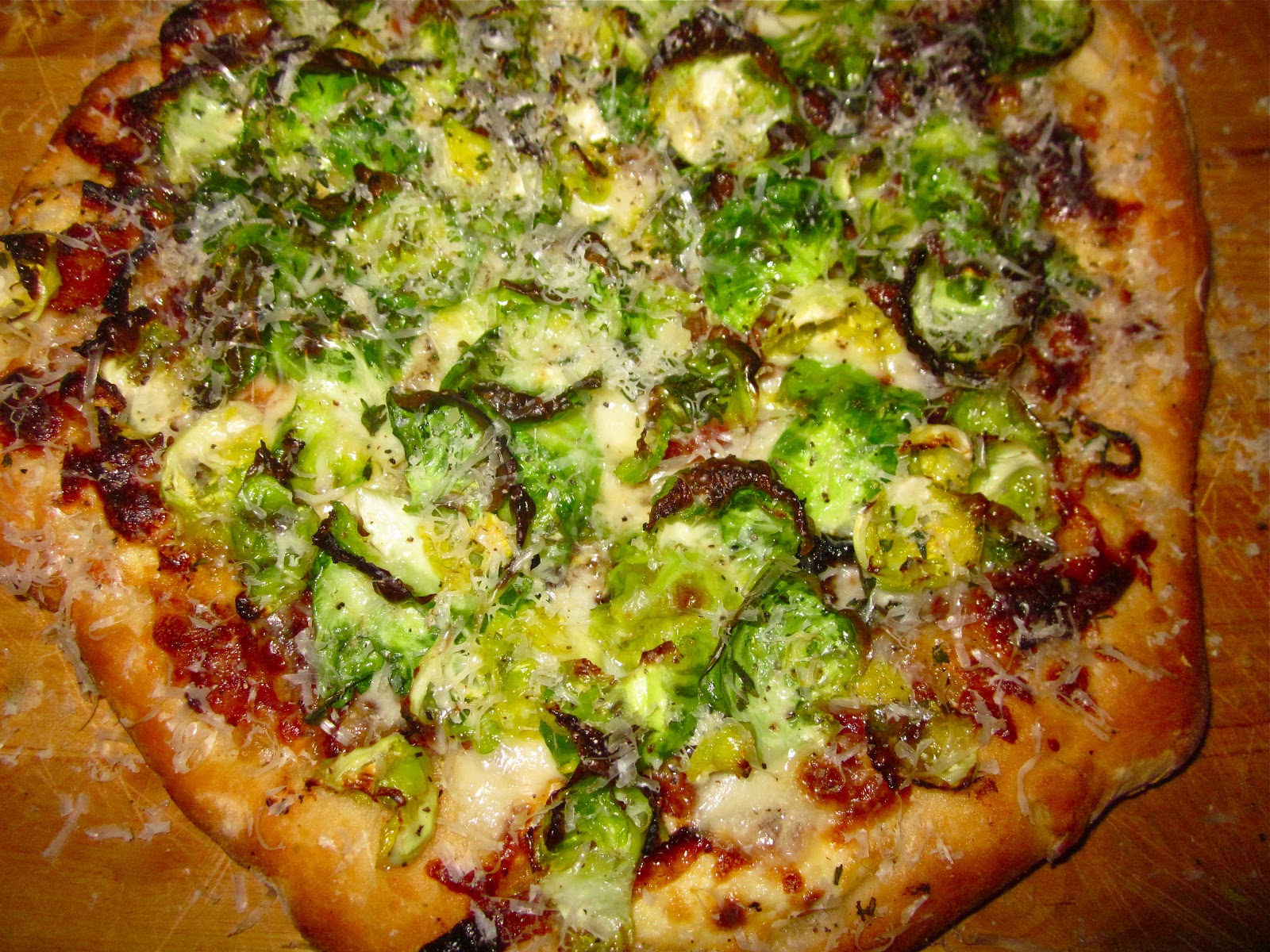 Haute + Heirloom Crispy Brussels Sprouts Pizza with Ricotta, Pancetta