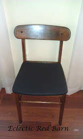Refinished chair with black leather seat