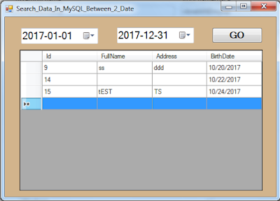 MySQL Database Search Data Between 2 Dates In VB.Net