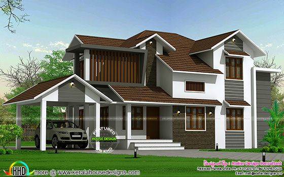 Traditional mix sloping roof home Traditional mix sloping roof home