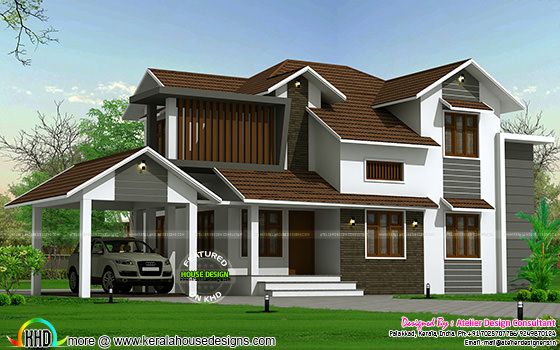 Traditional mix sloping roof home