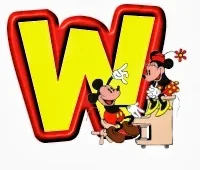 Lindo alfabeto de Mickey y Minnie tocando el piano W.