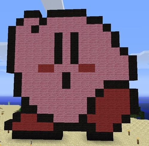 Mog Anarchy's Gaming Blog: Minecraft Creations: Kirby Sprite Statue