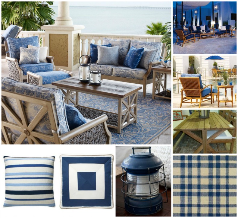 Coastal outdoor covered patio from Our Boat House Coastal outdoor living room