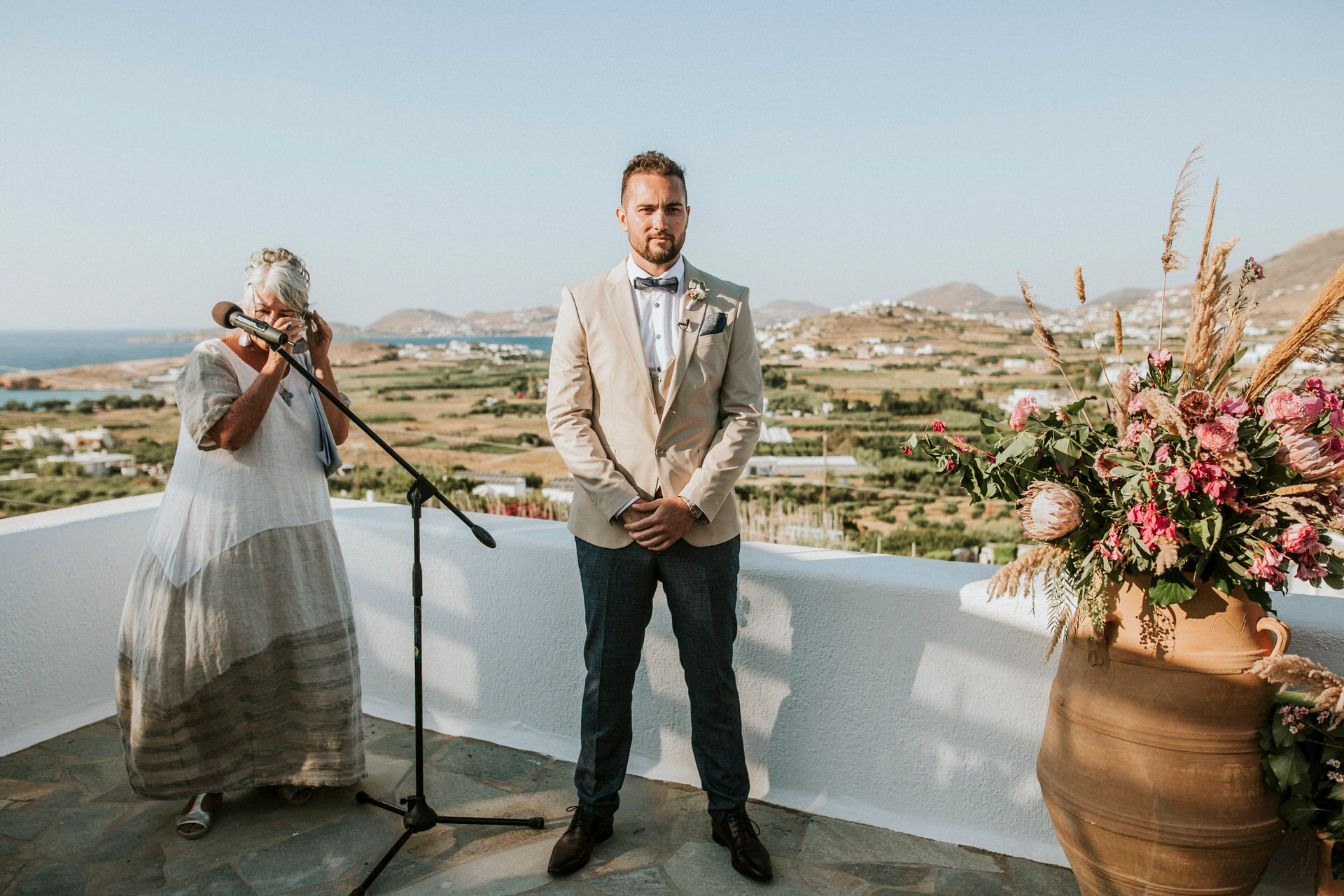 lighthouse photography paros island elopement wedding bridal gown decor makeup