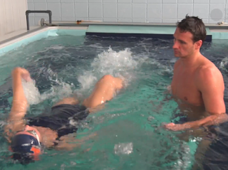 Ryan Lochte instructs USA Today reporter Nicole Auerbach in the Endless Pool Ryan Lochte instructs USA Today reporter Nicole Auerbach in the Endless Pool