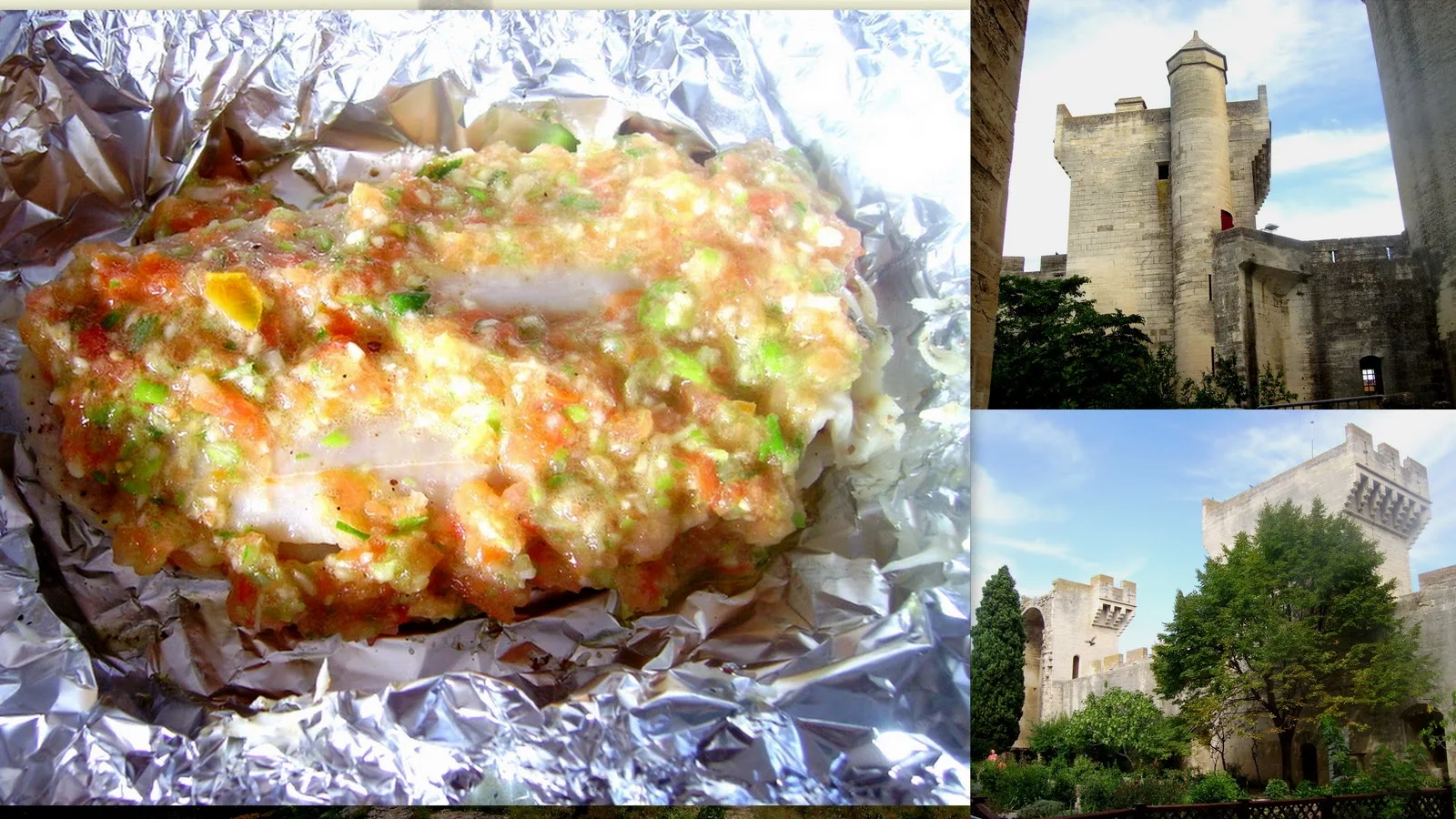 Couleur grenadine: Filet de loup en papillote sauce vierge