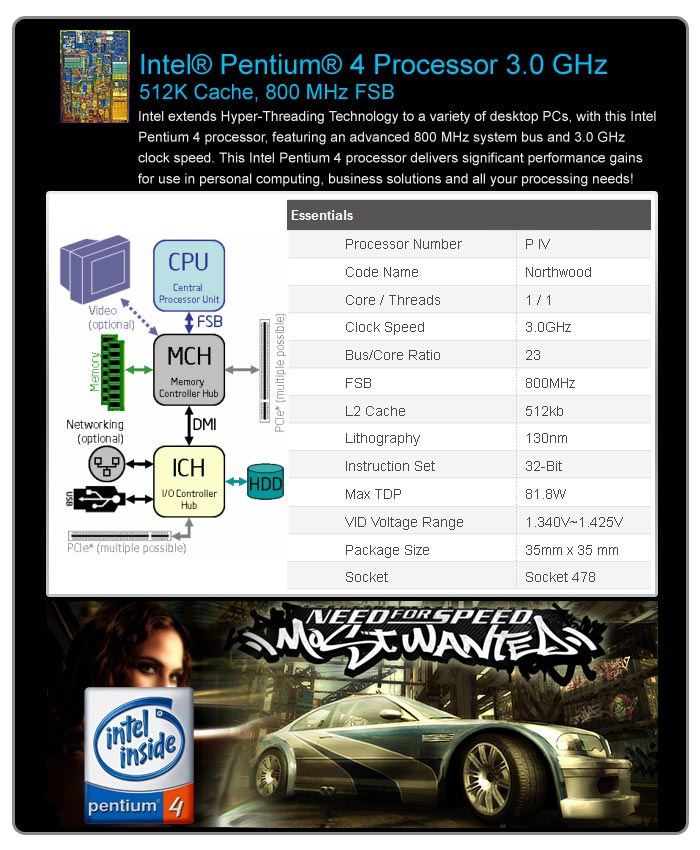 Dell Optiplex GX 270 Pentium 4 3.0Hz 512MB 80GB Slim PC 