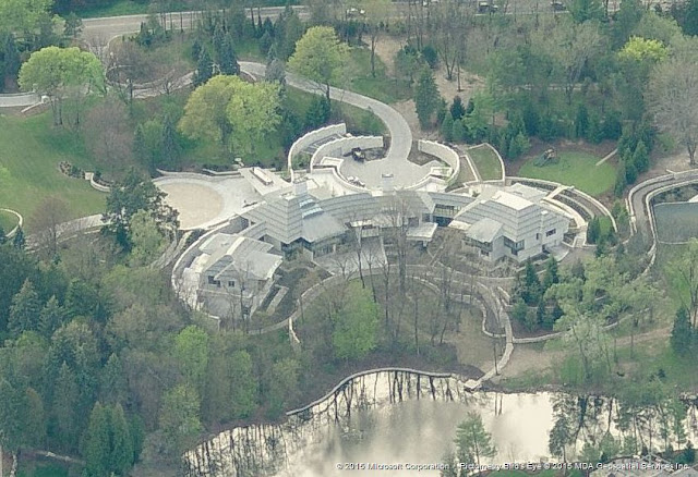 Closer Back View of Mansion of the late billionaire William Davidson. House of the Late Detroit Pistons Billionaire Owner William Davidson.