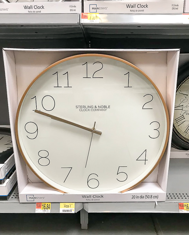 Gold wall clock from Walmart
