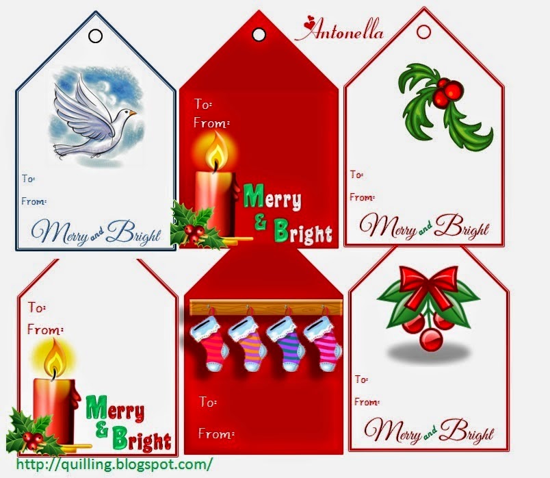 Antonella's Free Merry and Bright Gift Card Printable at www.quilling.blogspot.com