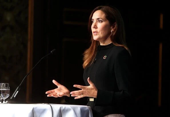 Crown Princess Mary wore MaxMara structured mock neck blazer, Gianvito Rossi python pumps, Sophie Bille Brahe boucle earrings