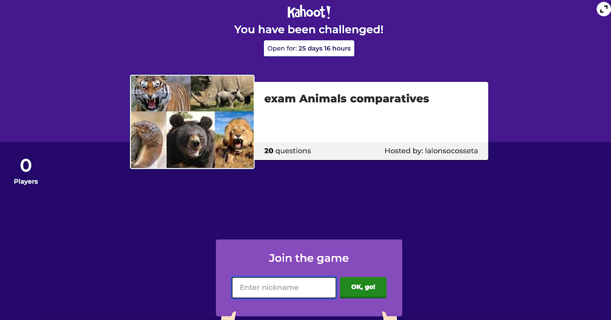ENGLISH CORNER 5th grade KAHOOT ANIMALS COMPARATIVES