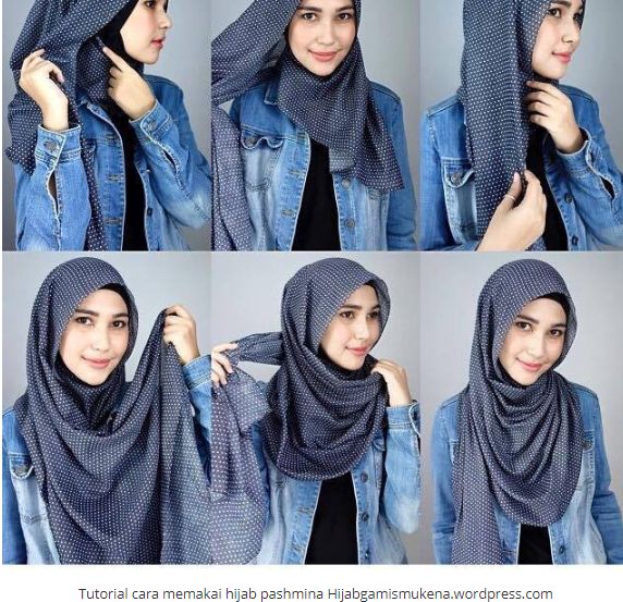 Cara memakai jilbab segi empat modis dan modern dengan tutorial plus