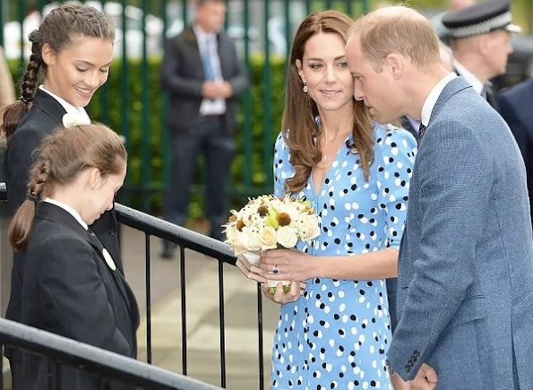 Kate Middleton wore Altuzurra Aimee Polka-dot Button-front Dress, LK Bennett Fern Pump and Clutch