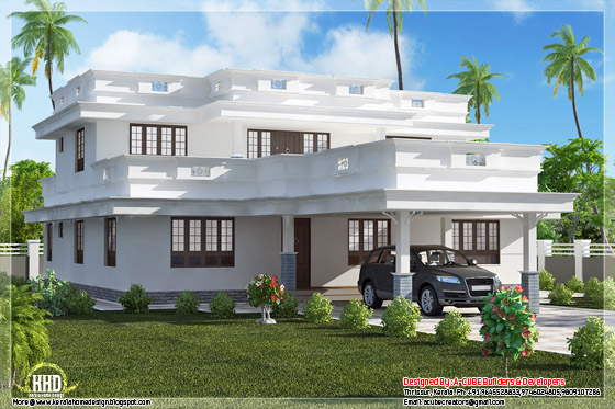 Flat roof Kerala home design