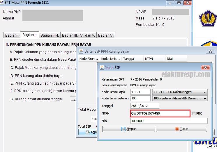 Cek Validasi NTPN  Sebelum Input SSP di e Faktur eFaktur 