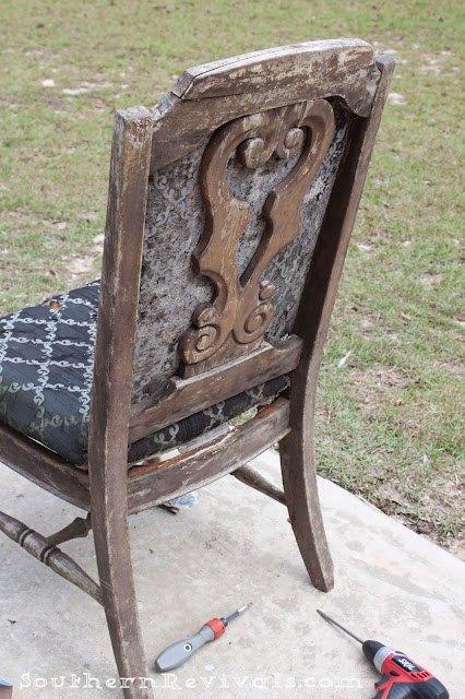 DIY Halloween Skull Skeleton Chair Makeover Redo Upcycle