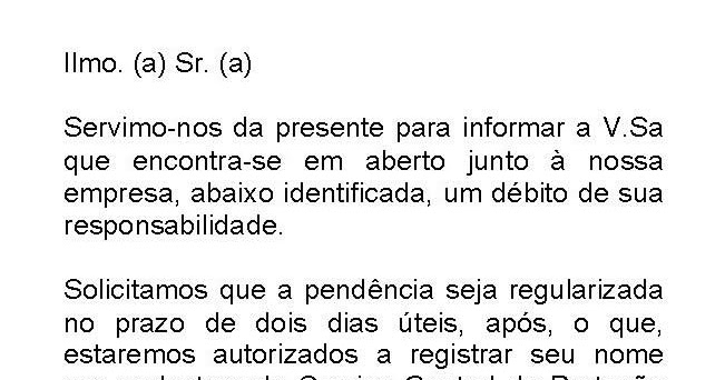 Modelo de Carta de Cobrança para Cliente - Toda Atual