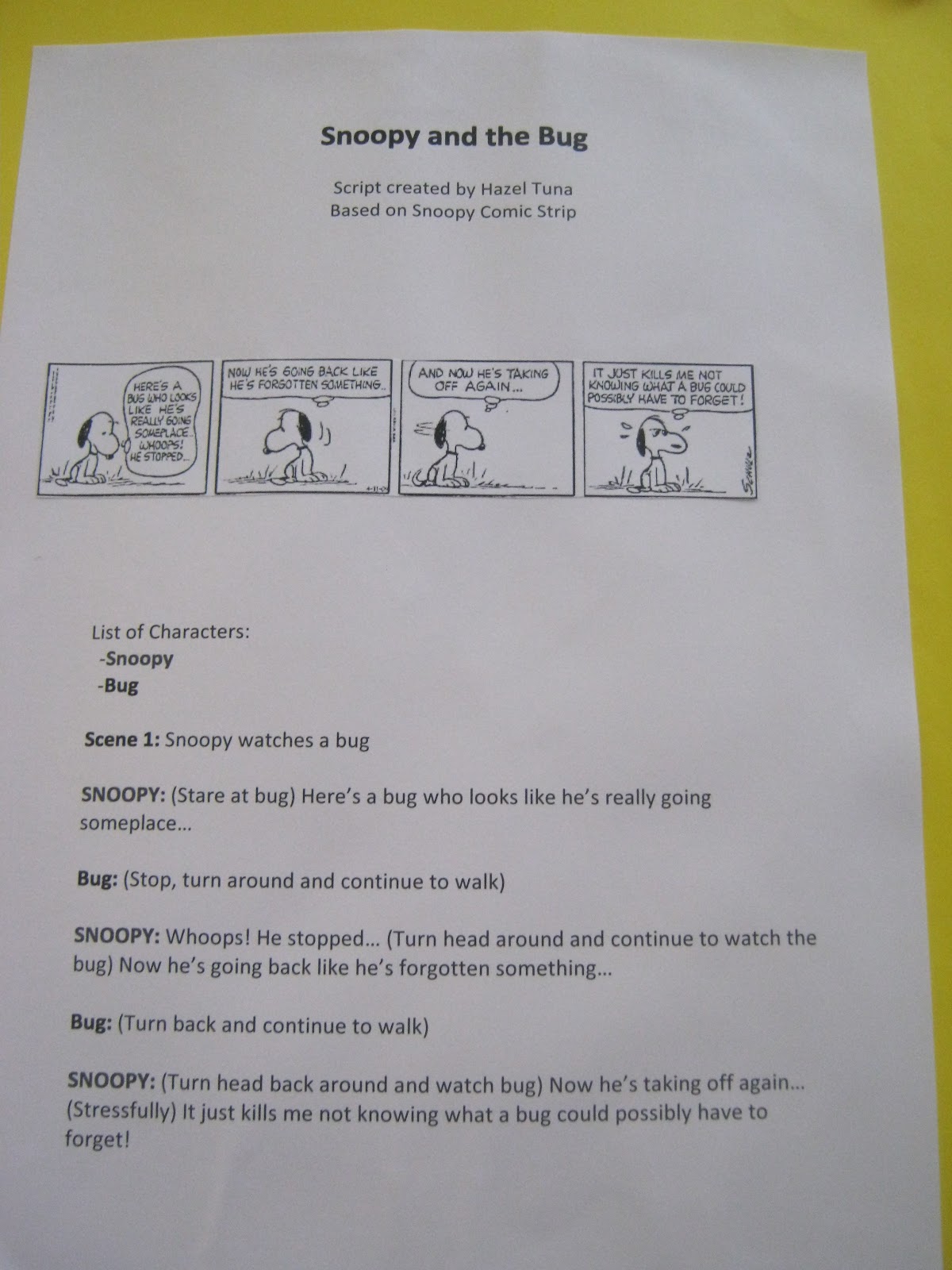 Miss a s class ideas script writing with comic strips