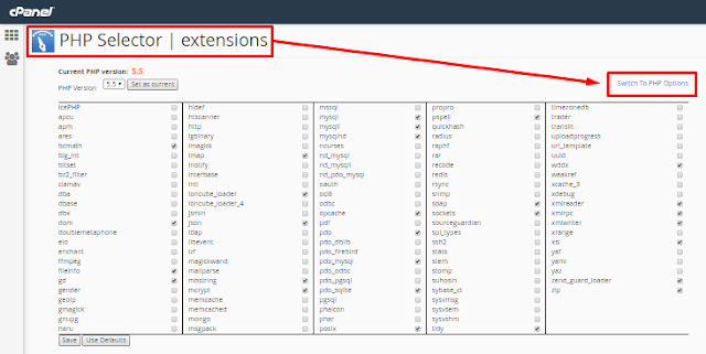 Cpanel Software select PHP Selector | Extention