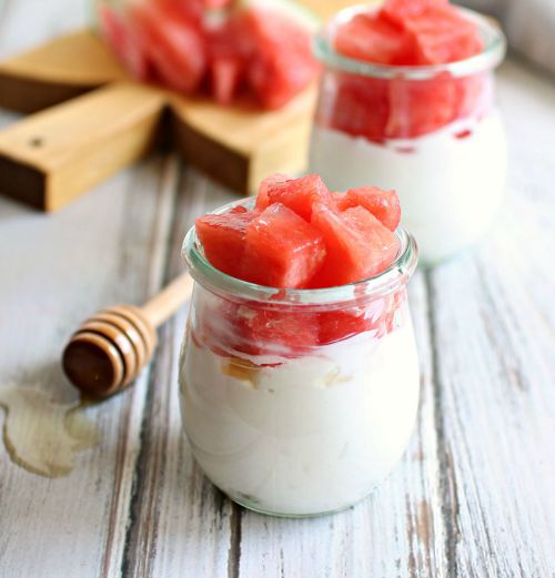 Honey Drizzled Watermelon and Yogurt Parfait