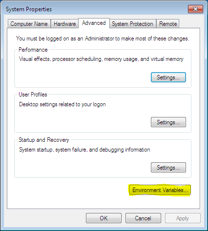 Masuk ke environment Variable