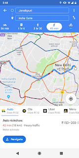 Google Maps now displays Auto Rickshaw mode for public transport in Delhi. 