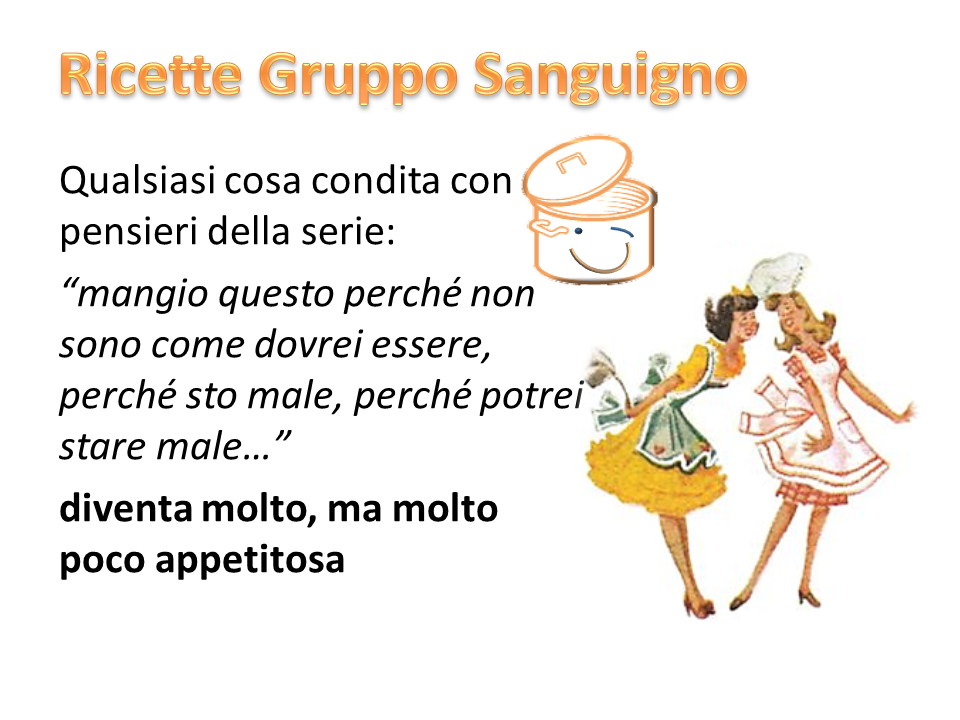 Qualsiasi cosa condita con pensieri della serie:  “mangio questo perché non sono come dovrei essere, perché sto male, perché potrei stare male…”  diventa molto, ma molto poco appetitosa 