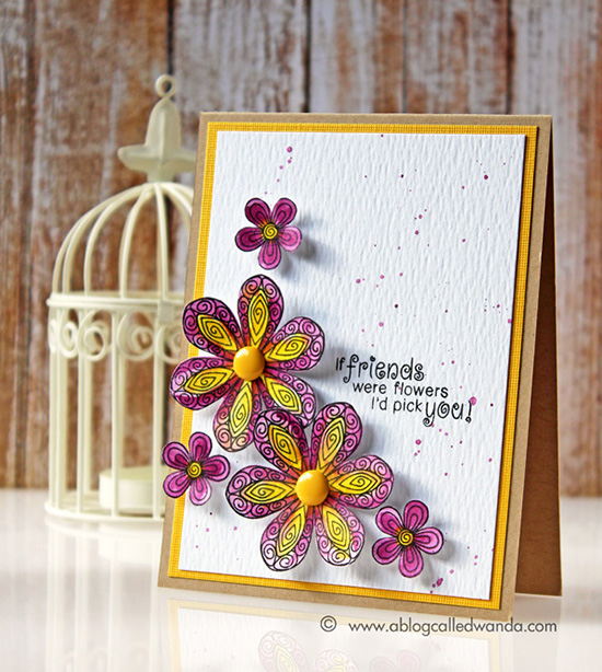 Flower Card by Wanda Guess | Beautiful Blossoms stamp set by Newton's Nook Designs