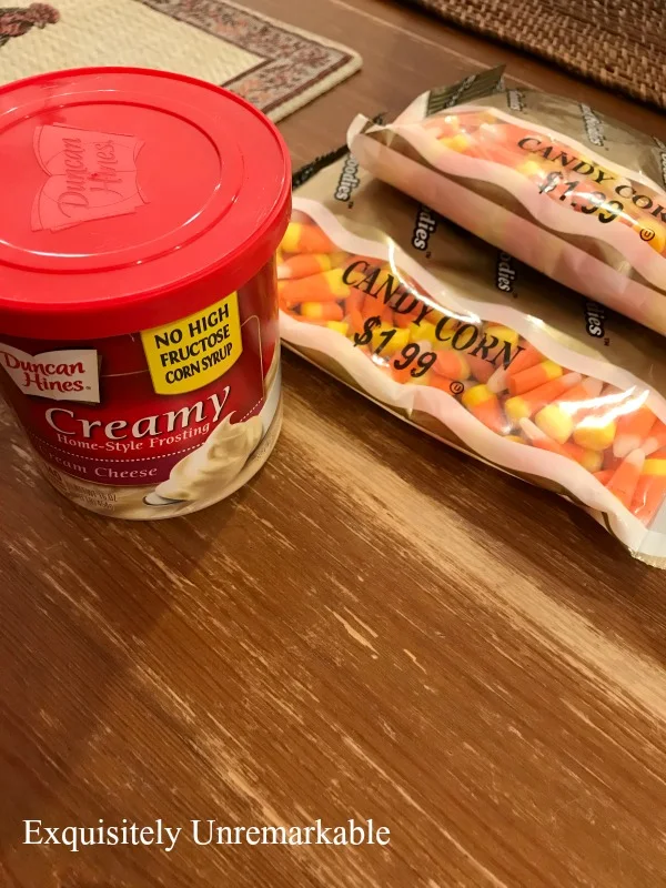 Candy Corn On The Cob Supplies frosting and candy corn
