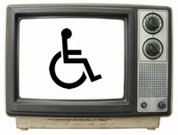 Old-style television set with wheelchair symbol on the screen
