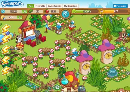 Construa sua cidade em The Smurfs & Co! game The Smurfs & Co Social Facebook