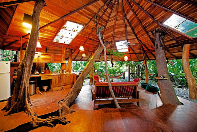 Wooden open living room for a second home villa Wooden open living room for a second home villa