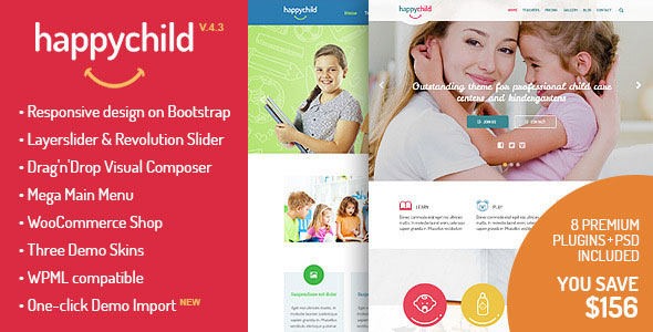 Free Download HappyChild V4.1 Kindergarten WordPress Theme