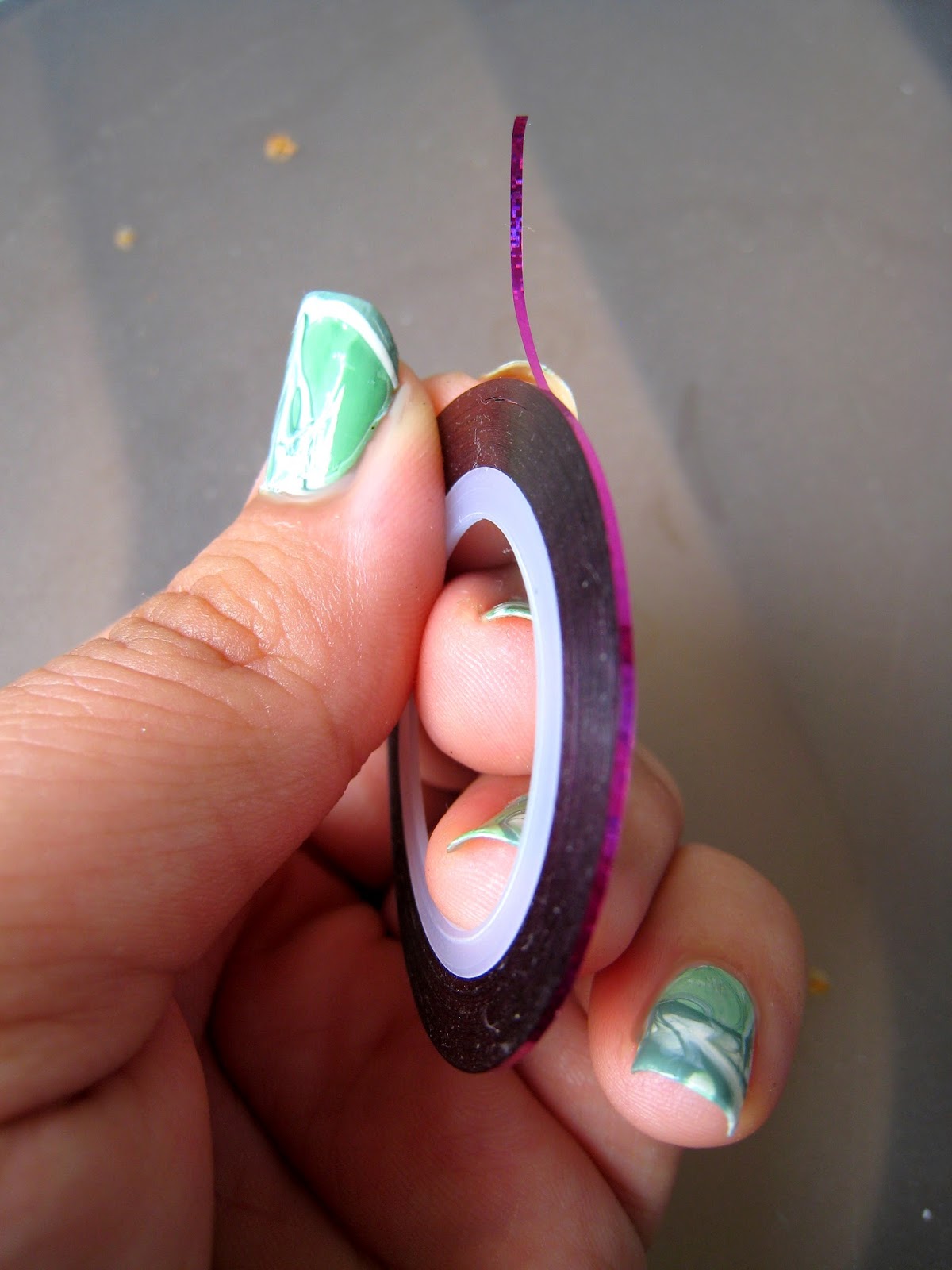 Purple Polish Striping Tape Manicure