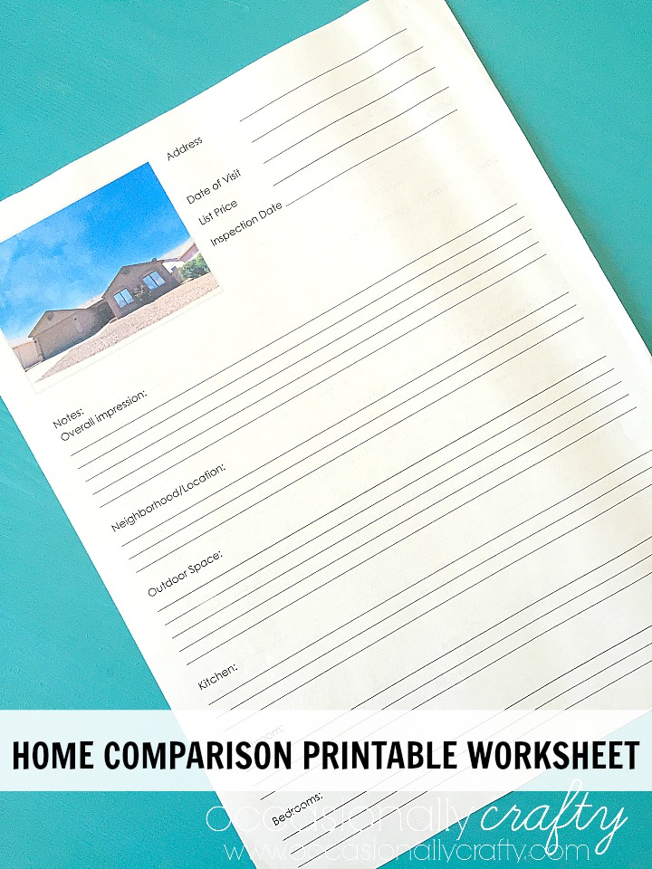 New Home Comparison Printable Worksheet | Occasionally Crafty: New Home