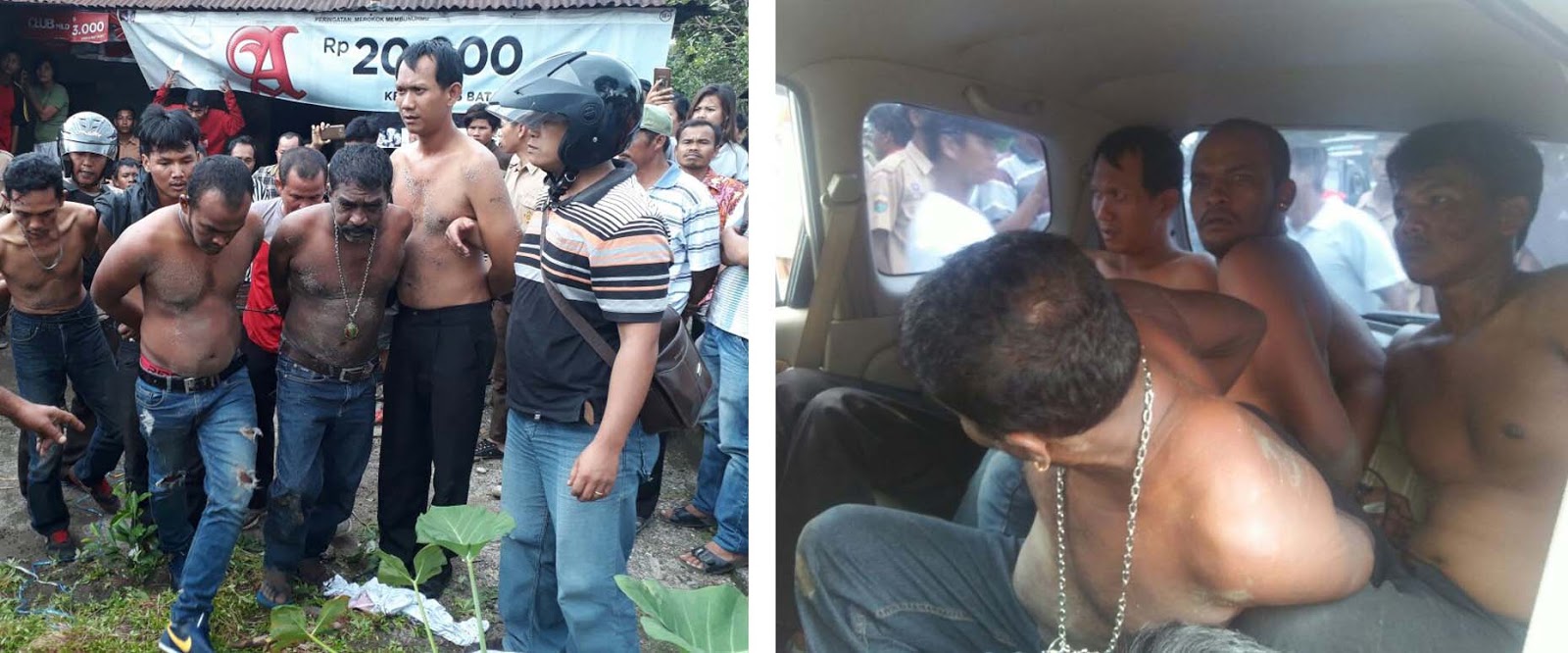 Kelima tersangka pencuri tower telkom saat diringkus petugas Kelima tersangka pencuri tower telkom saat diringkus petugas