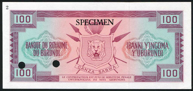 Burundian franc Money currency 100 Francs banknote