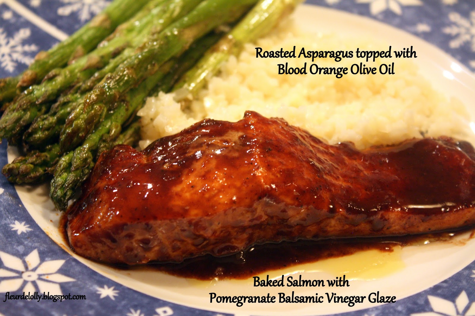 Fleur de Lolly Baked Salmon with Pomegranate Balsamic Vinegar Glaze